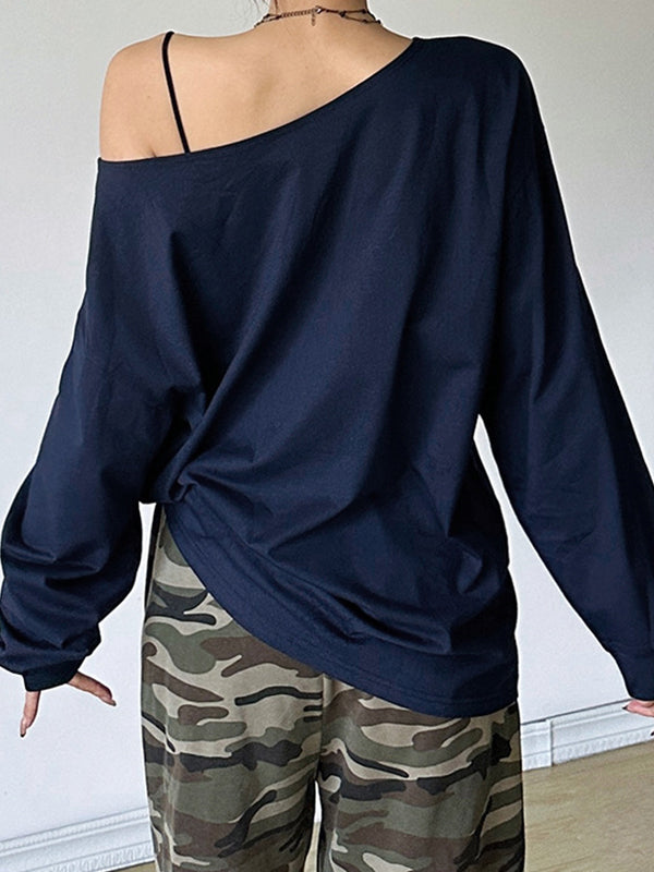 Vintage Blaue Street Fashion Sweatshirt mit Druck