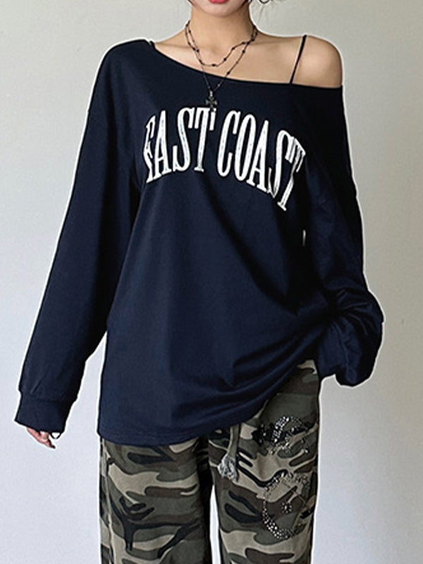 Vintage Blaue Street Fashion Sweatshirt mit Druck