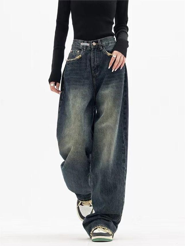 Dunkel Gewaschene Vintage Baggy Boyfriend Jeans
