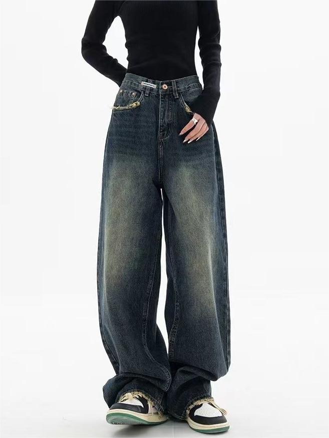 Dunkel Gewaschene Vintage Baggy Boyfriend Jeans