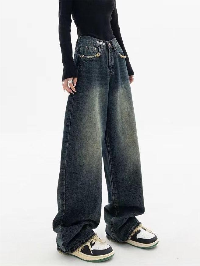 Dunkel Gewaschene Vintage Baggy Boyfriend Jeans