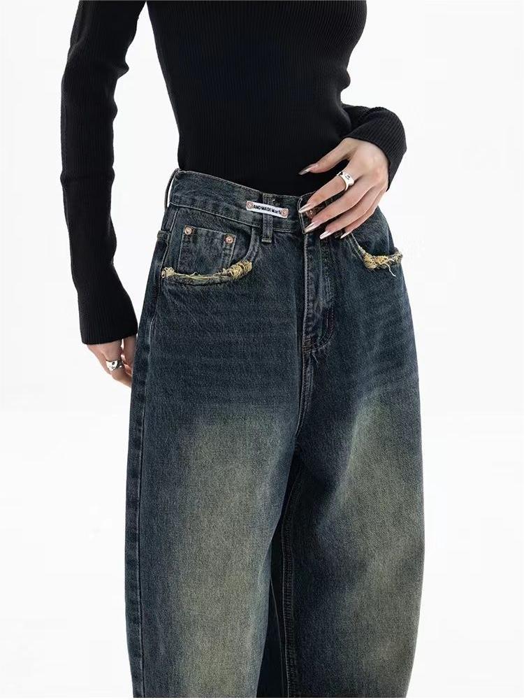Dunkel Gewaschene Vintage Baggy Boyfriend Jeans