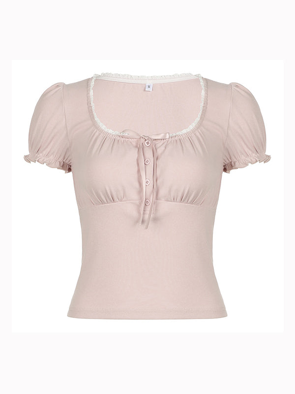Pink Vintage Casual Short Sleeve T-Shirt