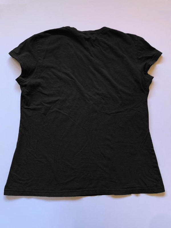 Black vintage T-shirt with hand-printed feather wings