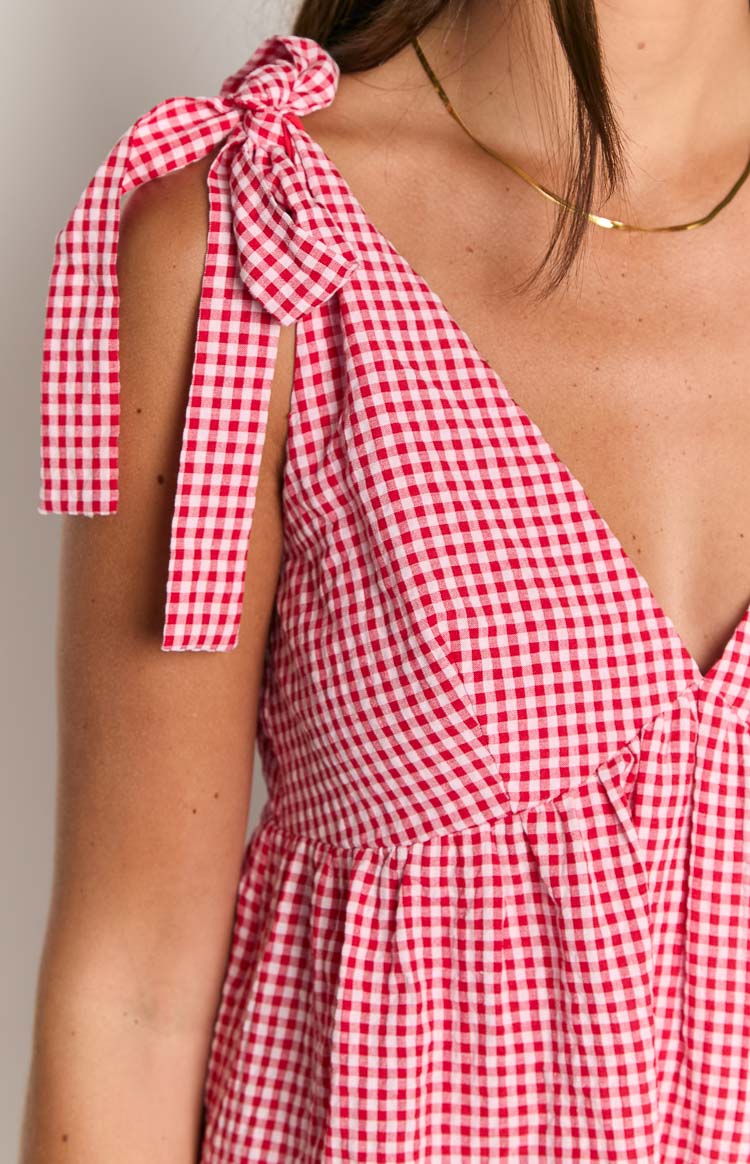 Allegra Red Mini Kleid met Vichy Caroma -patronen