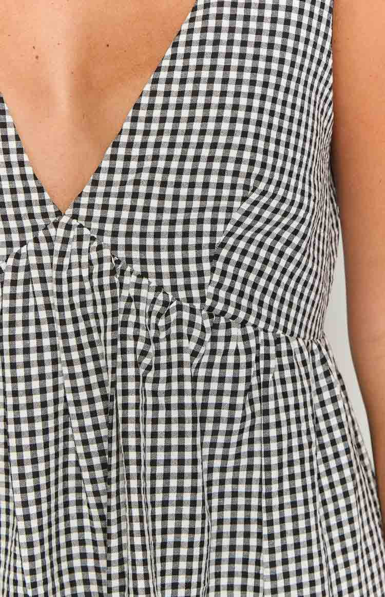 Wenecja Schwarz Gingham Minikleid