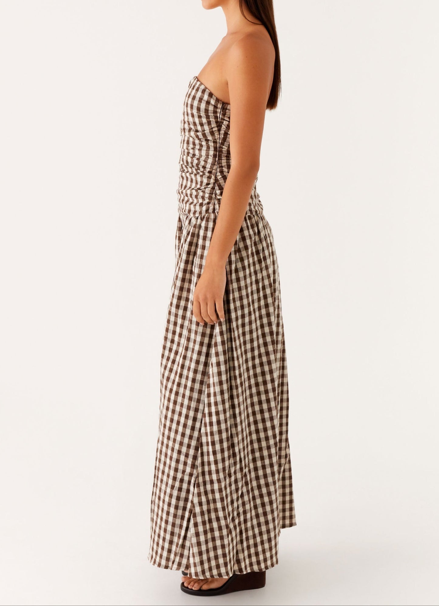 Aryanna Maxikleid - Brown -geruite
