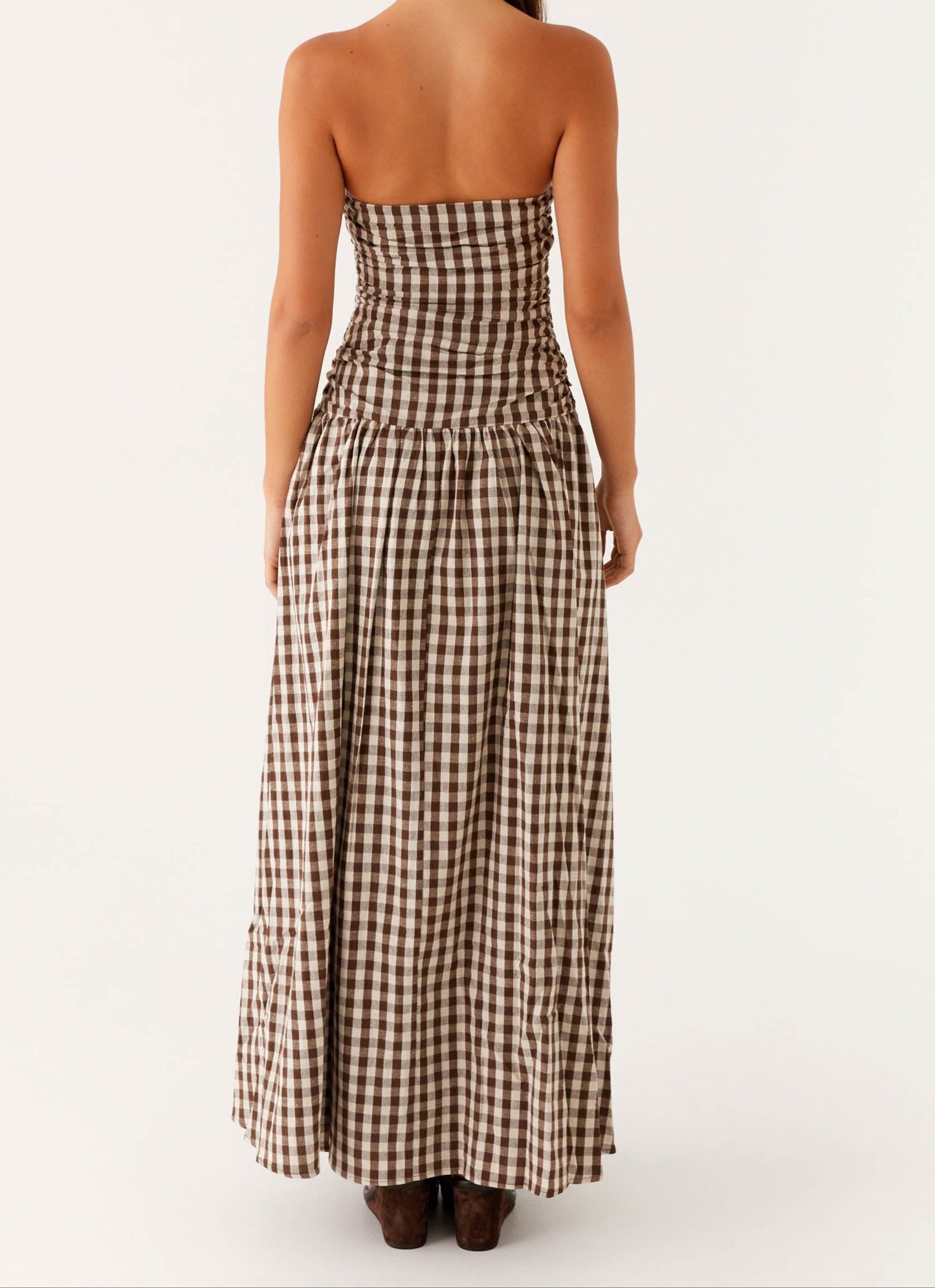Aryanna Maxikleid - Brown -geruite