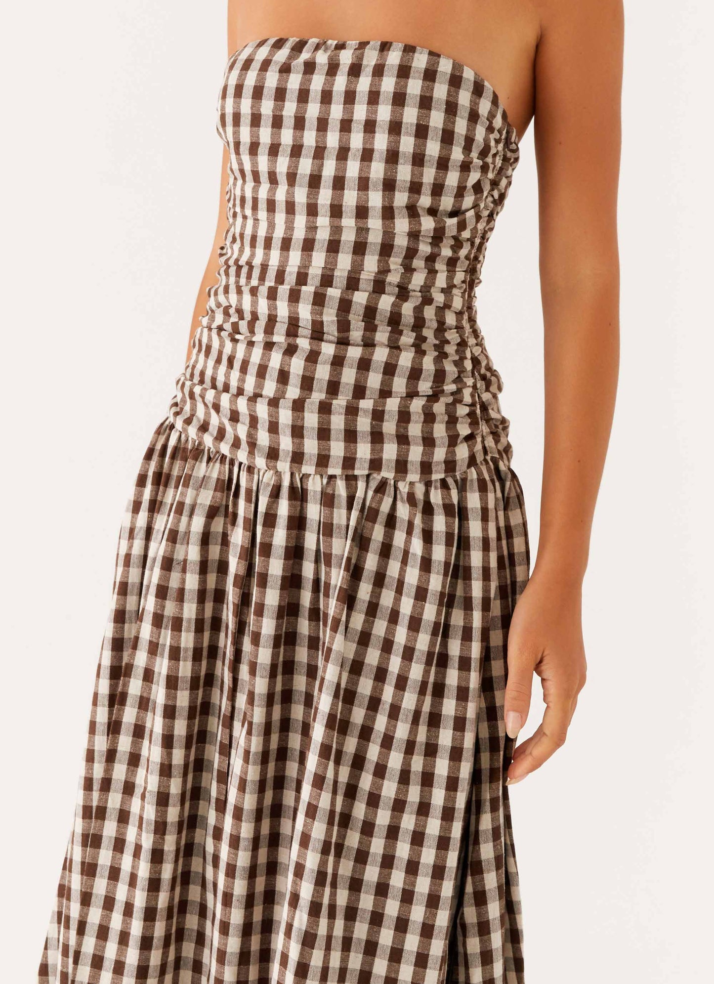 Aryanna Maxikleid - Brown -geruite