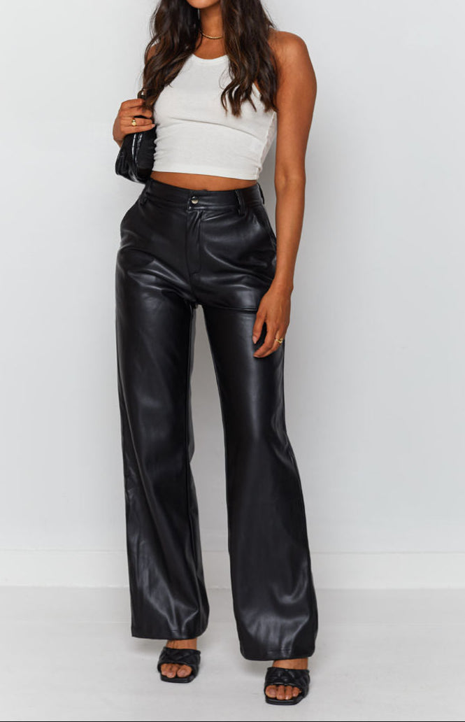 Izabella coole schaduw pu broek zwart
