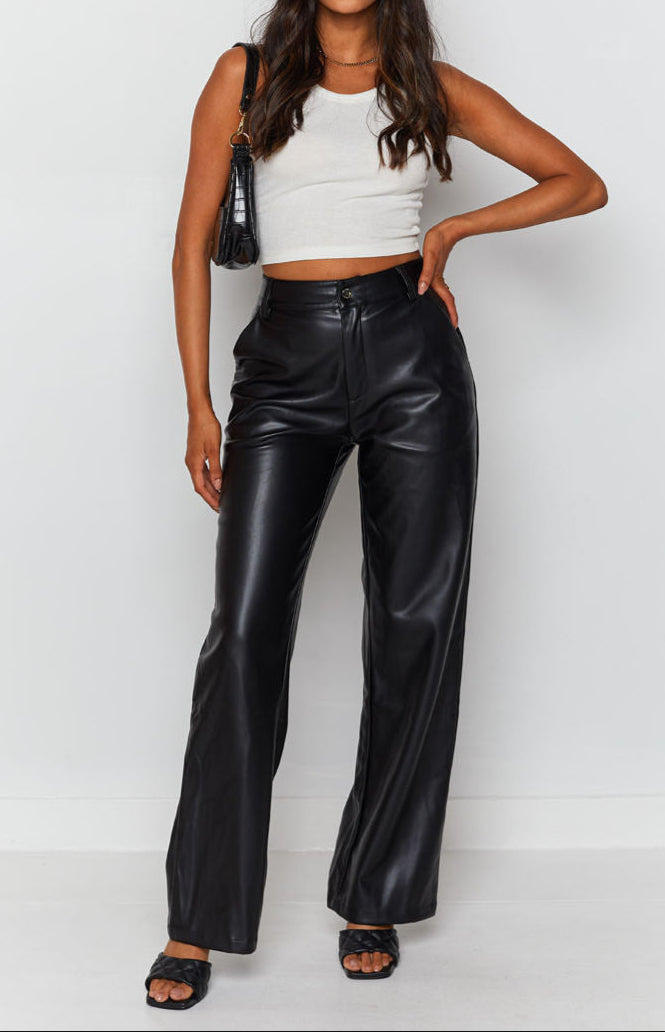 Izabella coole schaduw pu broek zwart