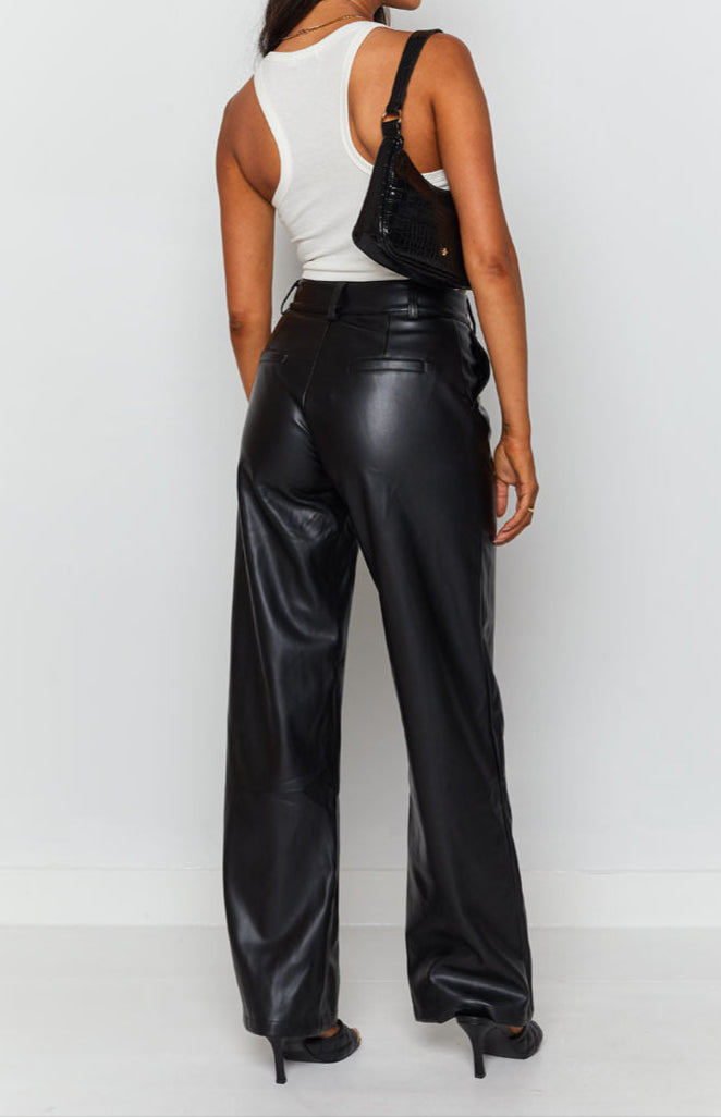 Izabella coole schaduw pu broek zwart