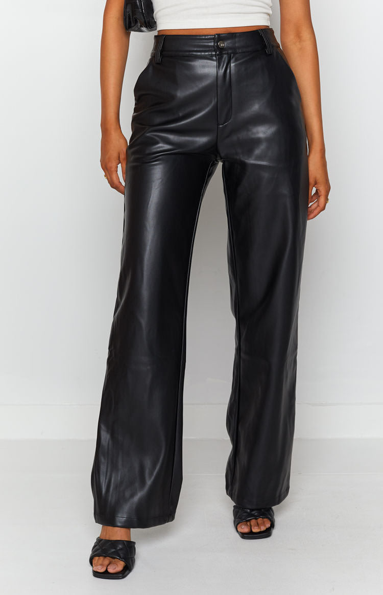Izabella coole schaduw pu broek zwart
