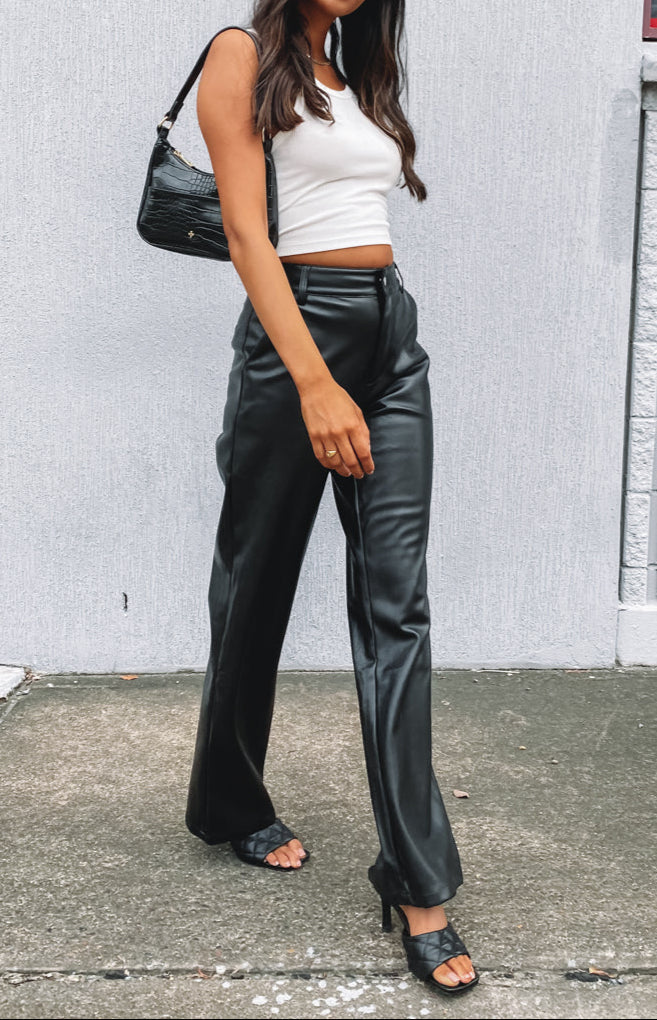 Izabella coole schaduw pu broek zwart