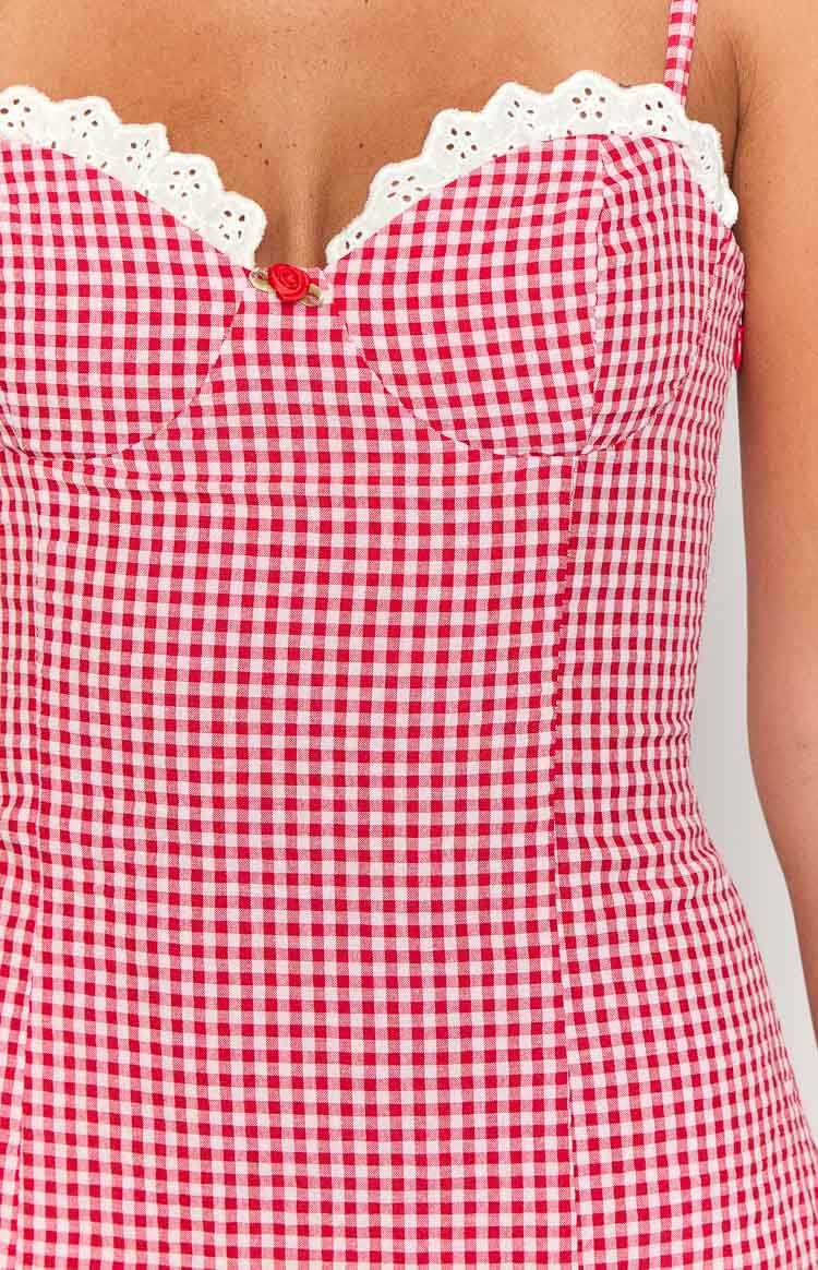 Beronia rotes Gingham Minikleid