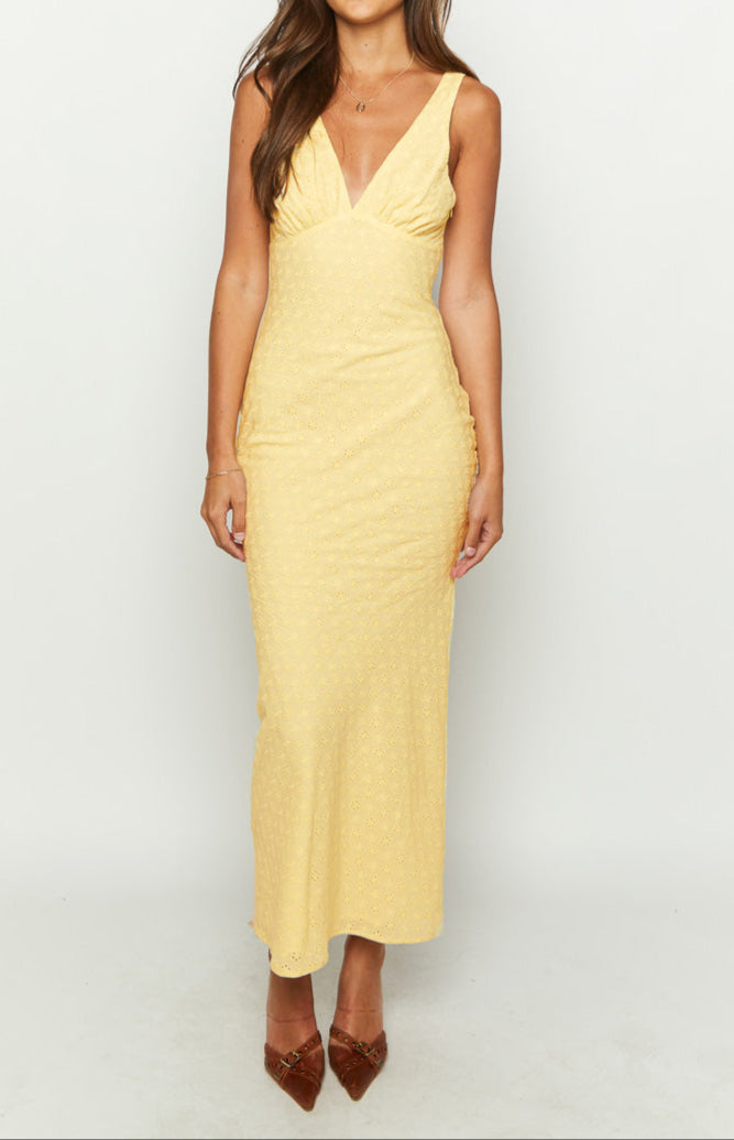 Rosina Yellow Midi -jurk