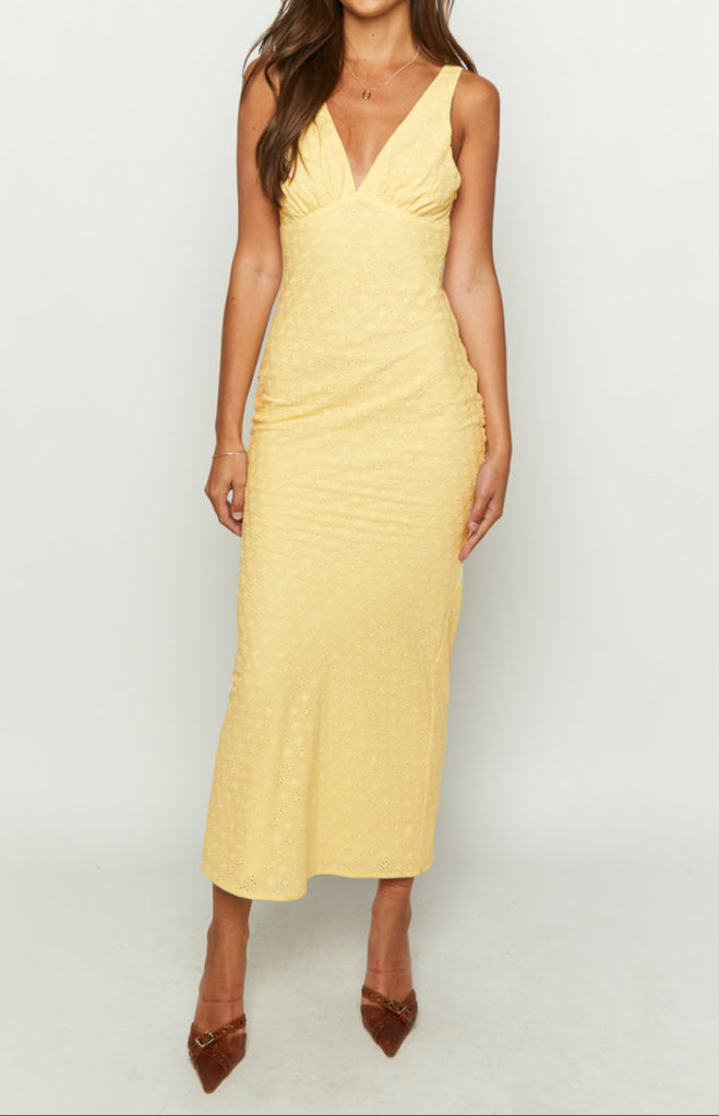 Rosina Yellow Midi -jurk