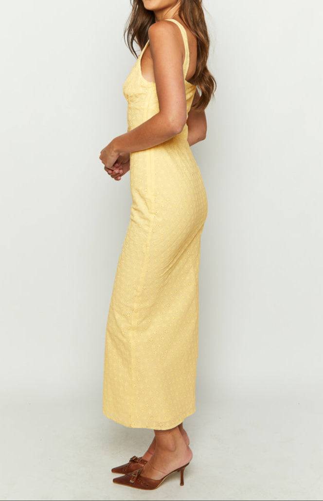 Rosina Yellow Midi -jurk