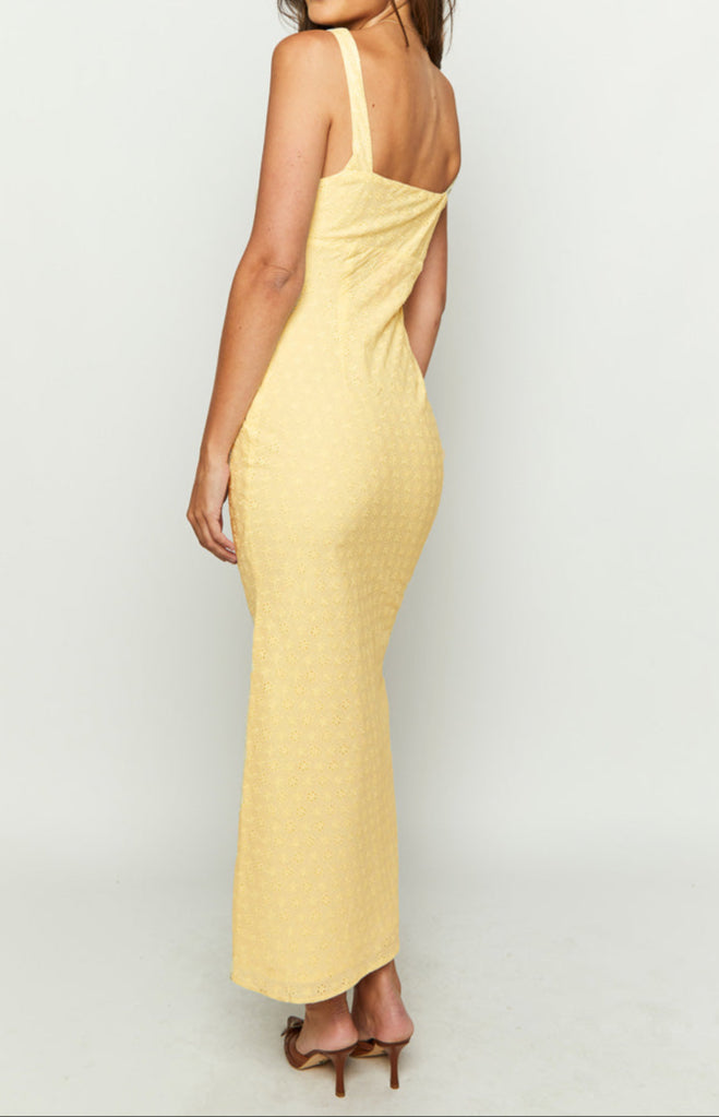 Rosina Yellow Midi -jurk