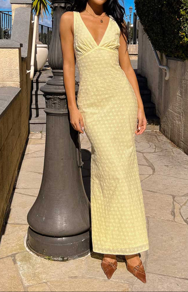 Rosina Yellow Midi -jurk