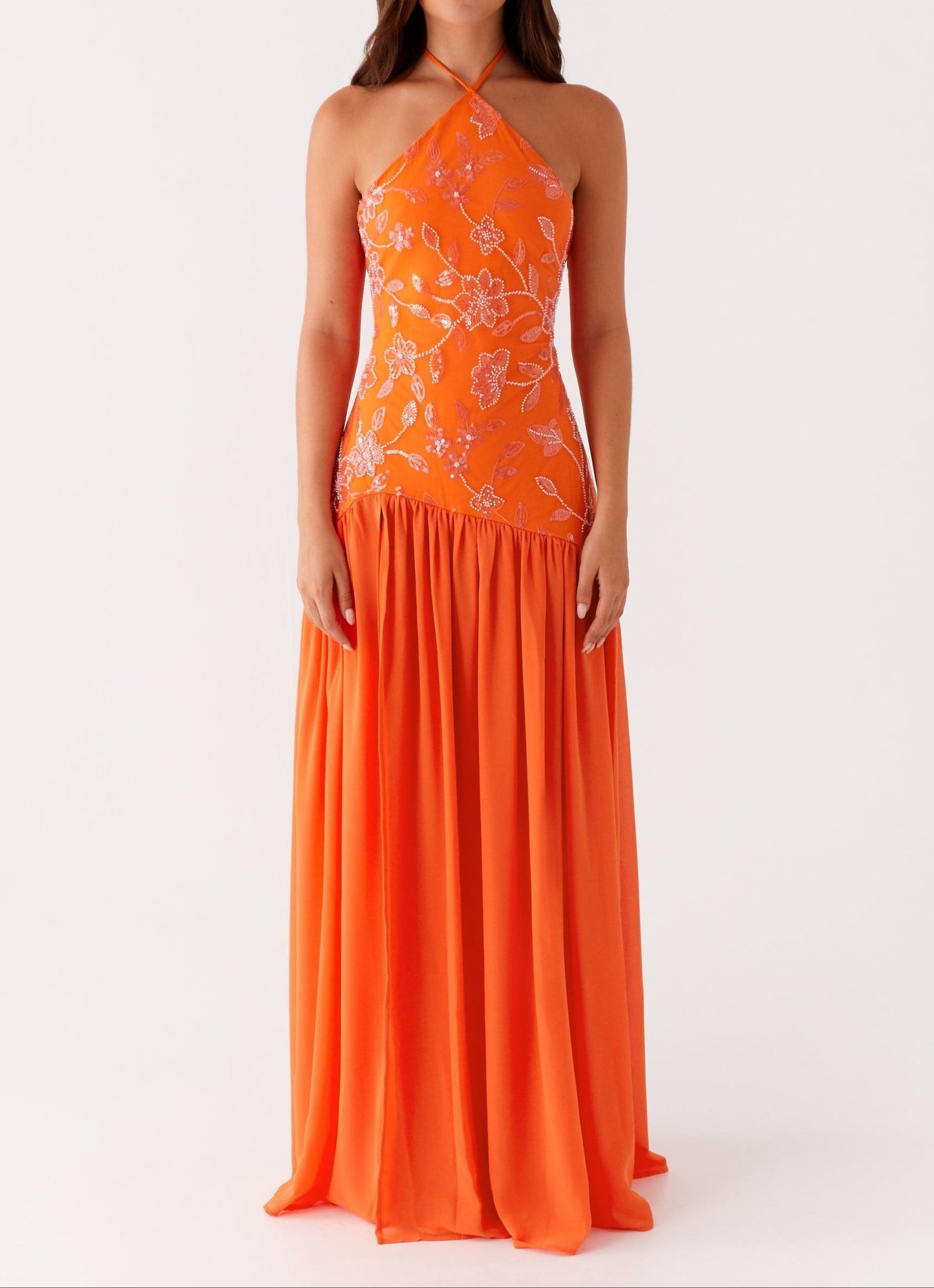 Agnella Pearls Maxikleid - Orange
