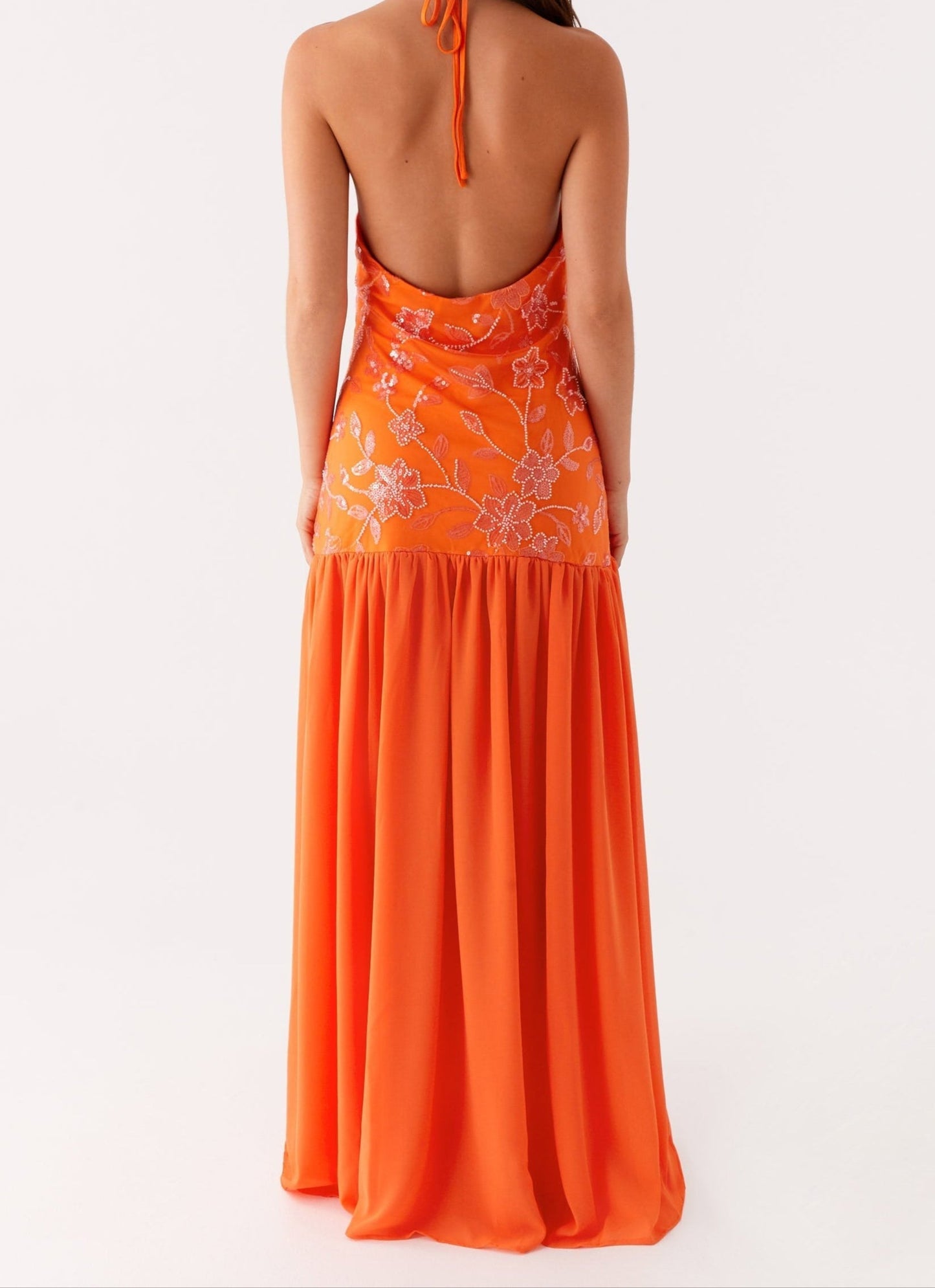 Agnella Pearls Maxikleid - Orange