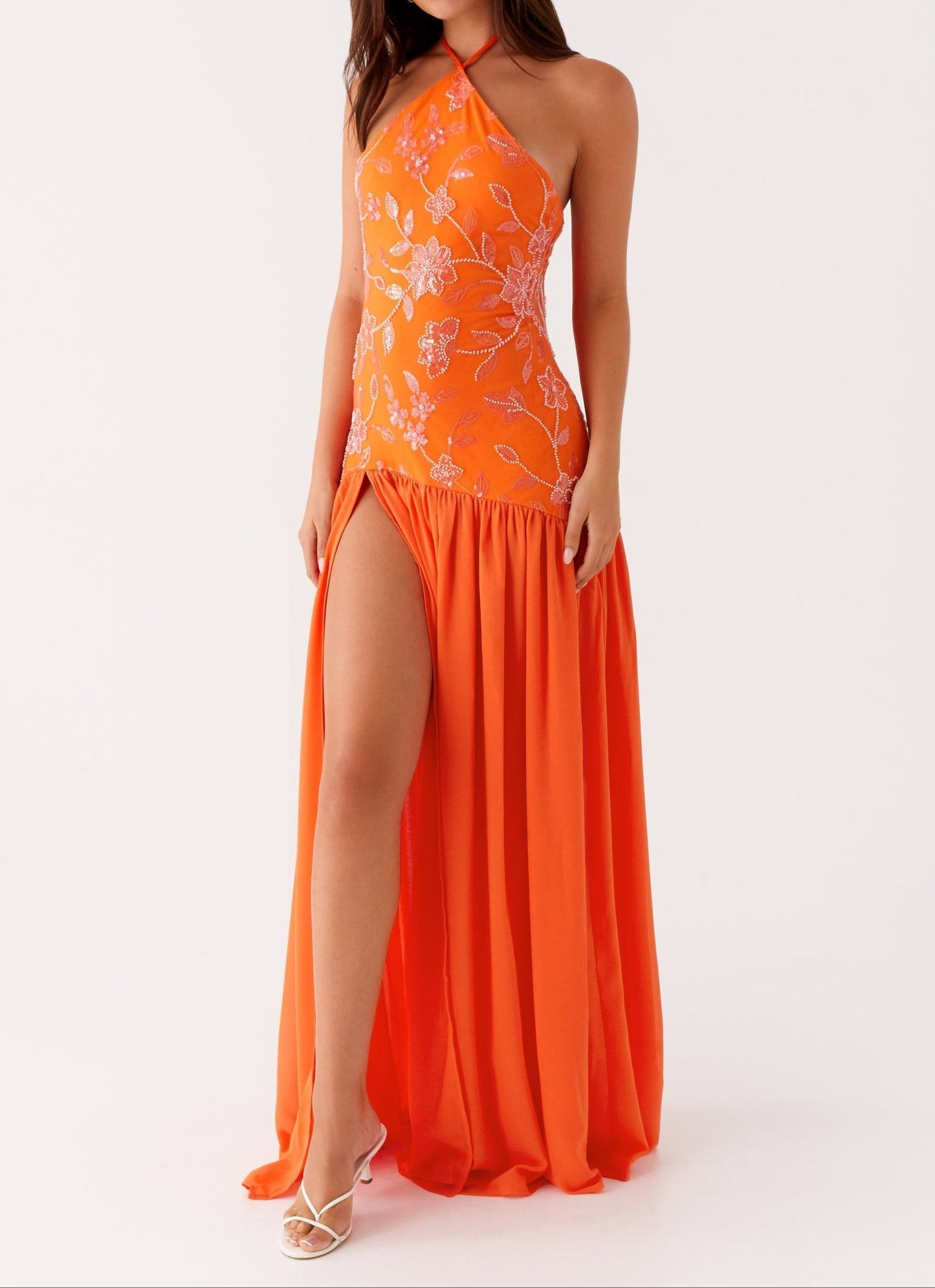 Agnella Pearls Maxikleid - Orange