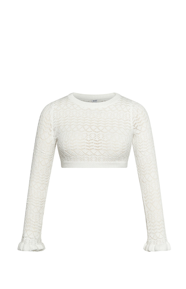 Amalfi White Knit Rüschentop