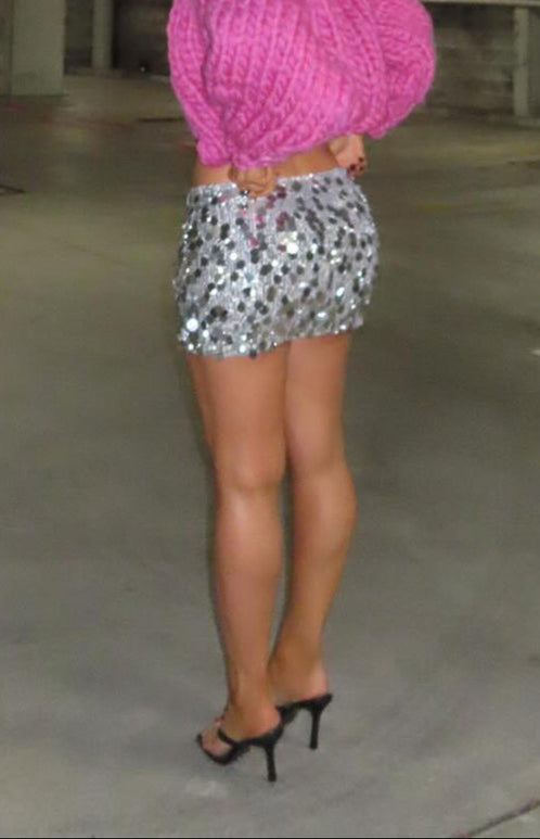 Mini spódnica Isabetta Silver cekin