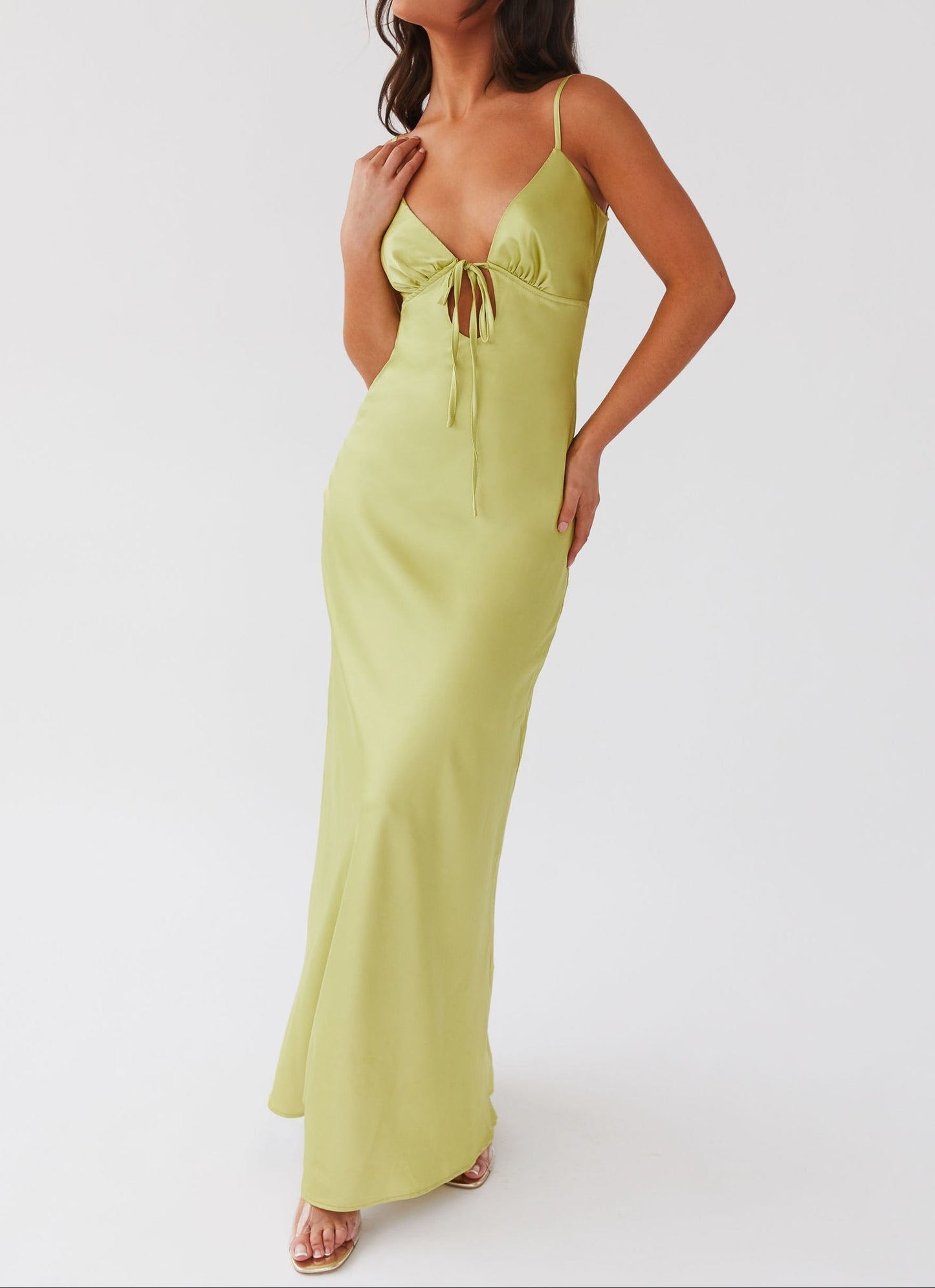 Grazia Flora Satin Maxikleid - Groene verwachtingen
