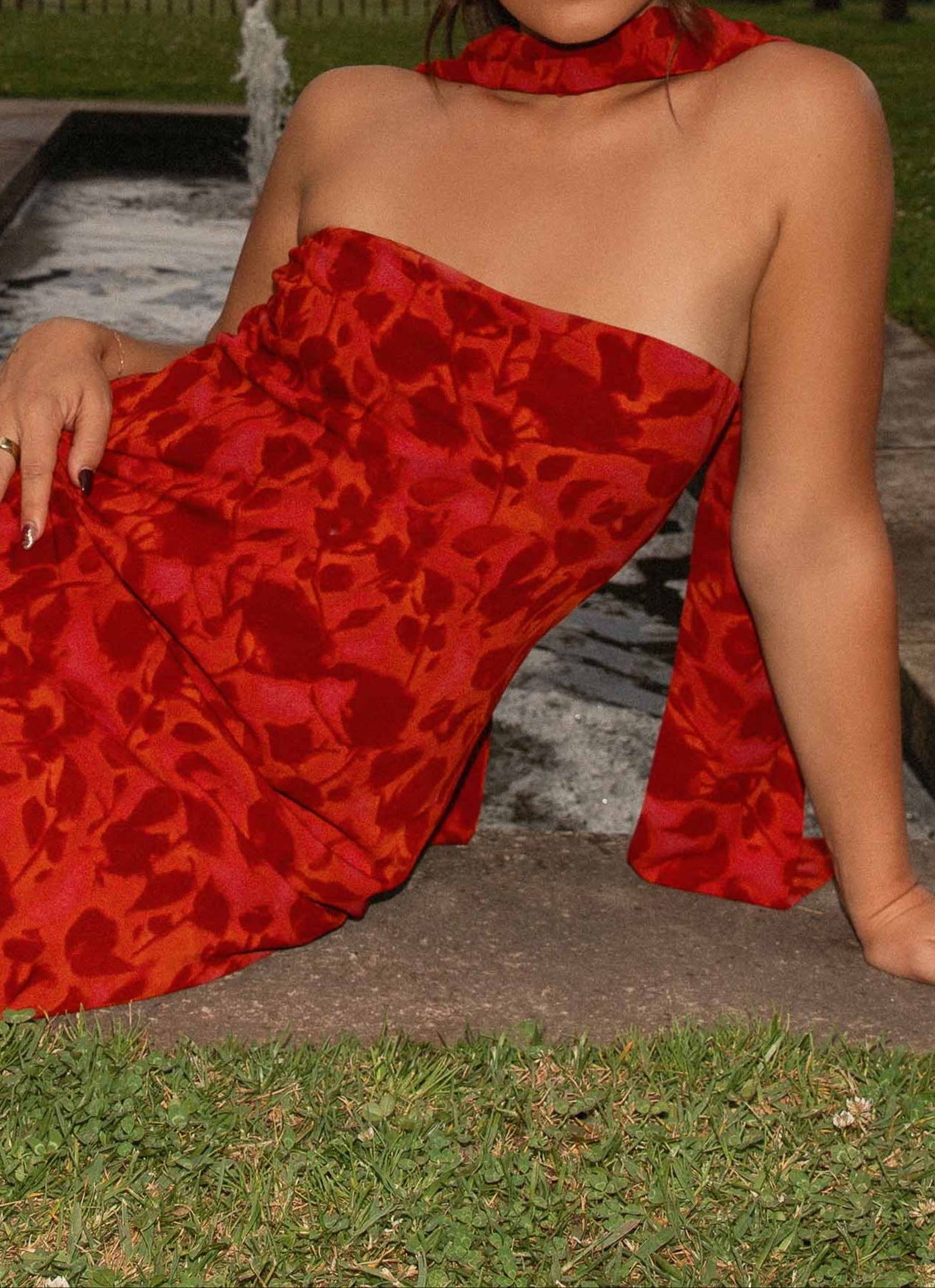 Amata Under The Pagoda Maxi Dress - Dark Red Floral