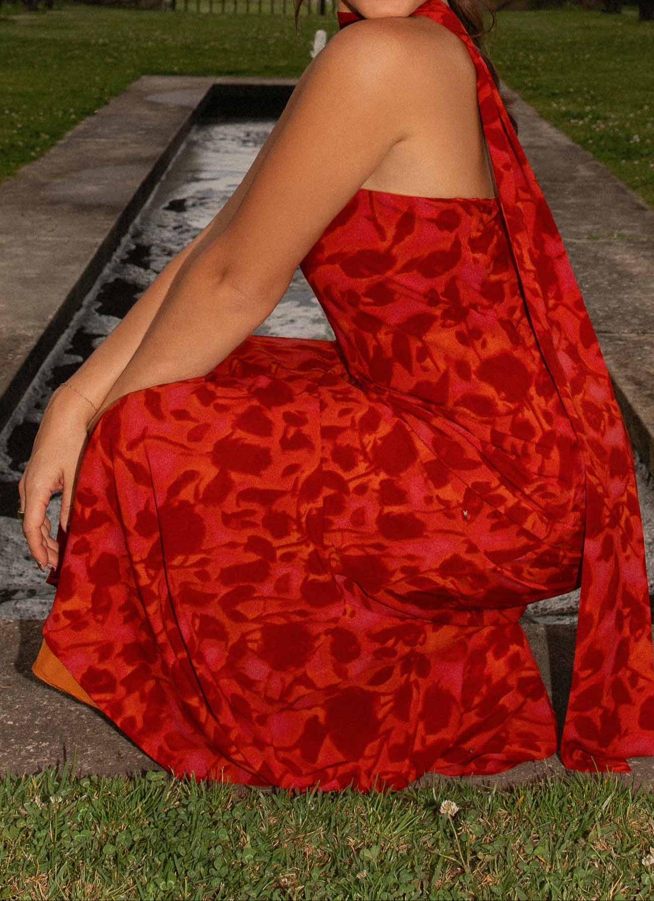 Amata Under The Pagoda Maxi Dress - Dark Red Floral