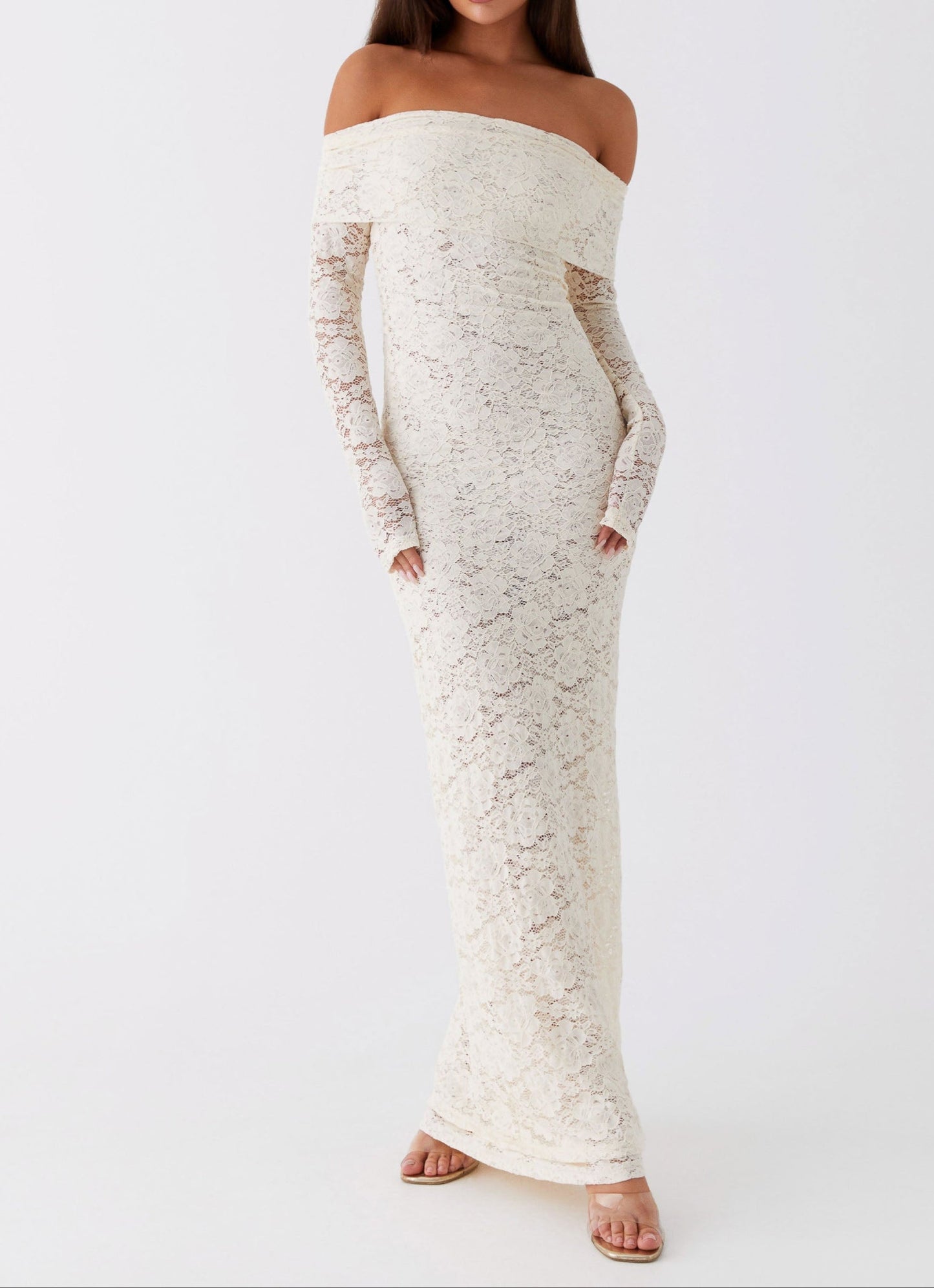 Genoviva Spitz Maxikleid - Ivory