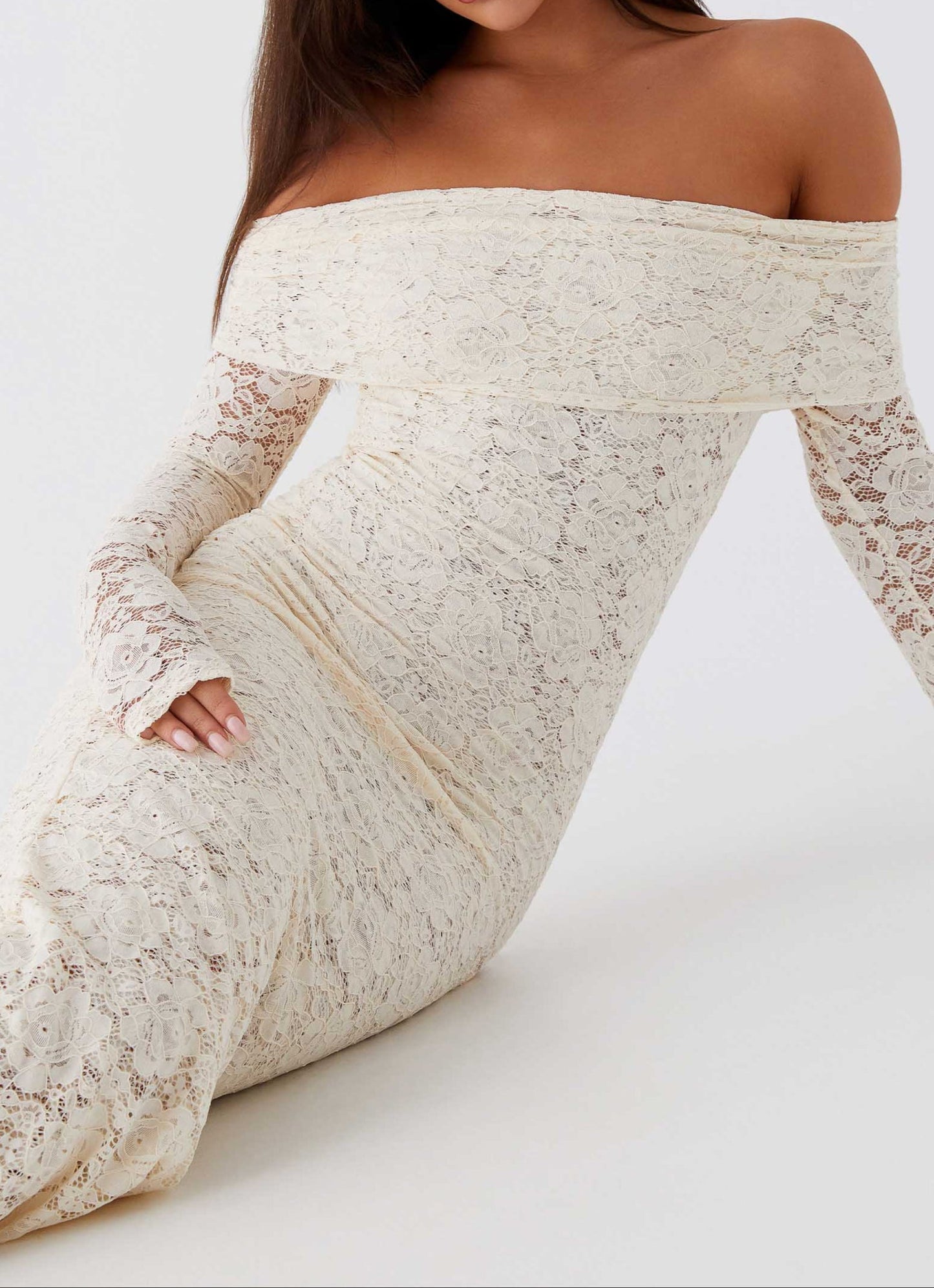Genoviva Spitz Maxikleid - Ivory