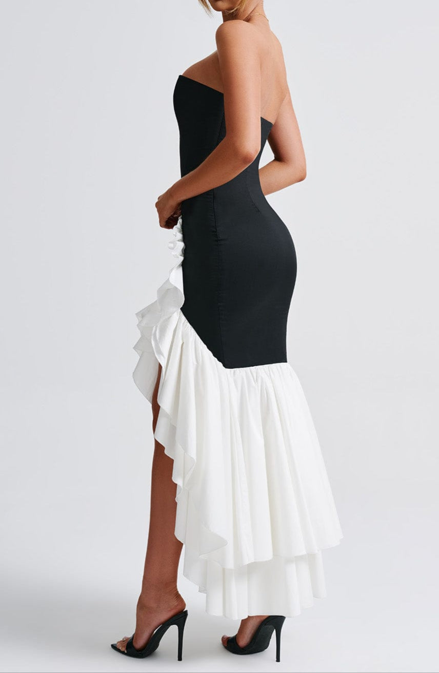 Pierina Maxikleid – Schwarz/Weiß