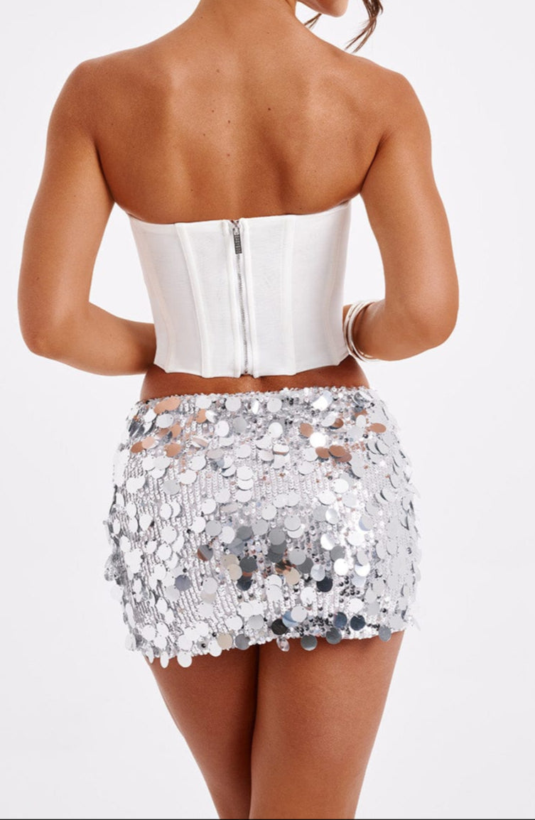 Ornella mini rok - zilver