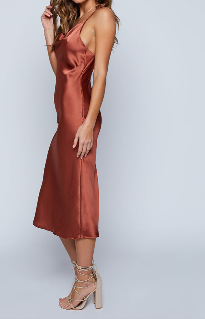 Vicenza slip midi -jurk roest