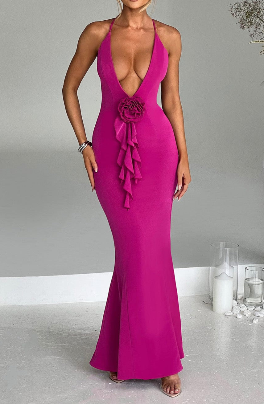 Terina maxikleid - knallrosa