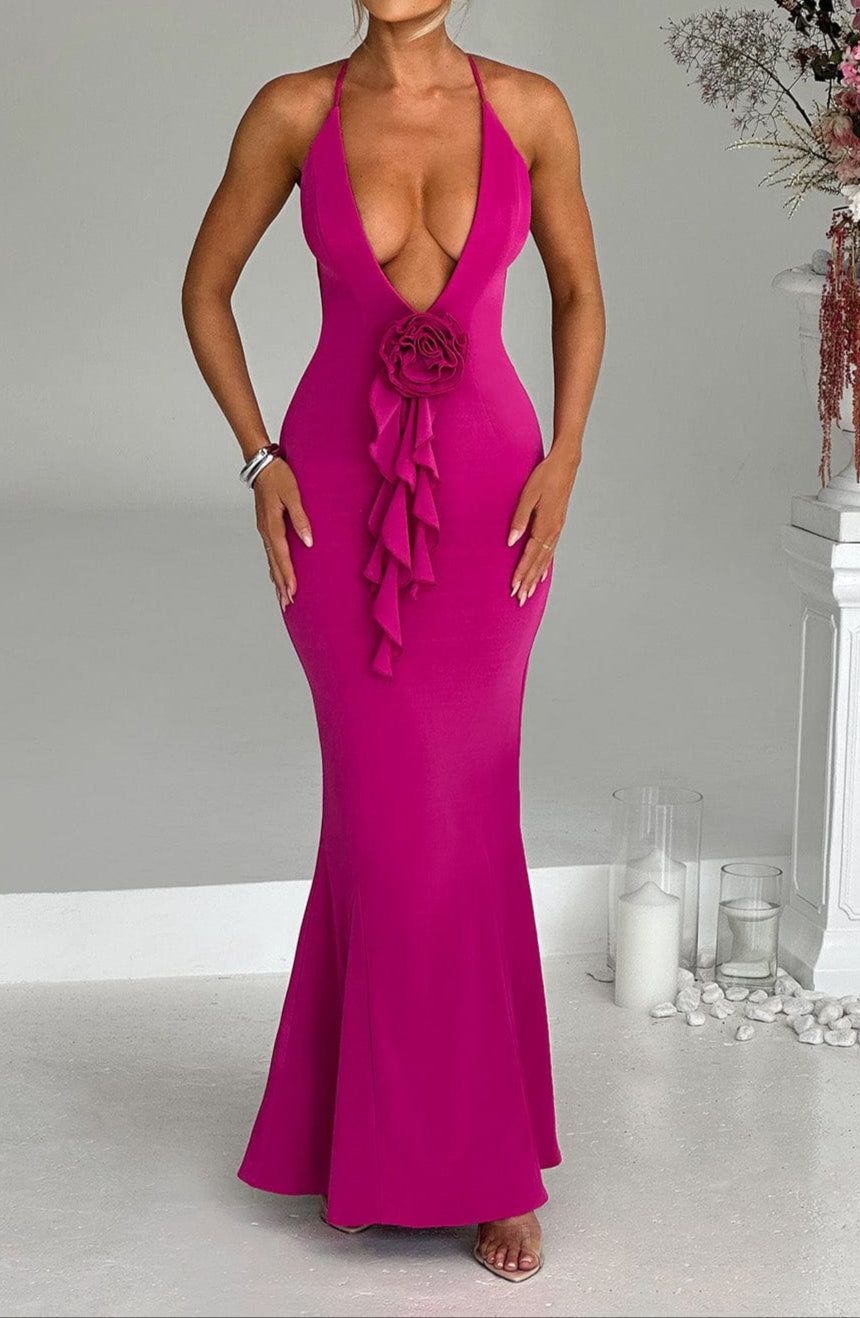 Terina maxikleid - knallrosa