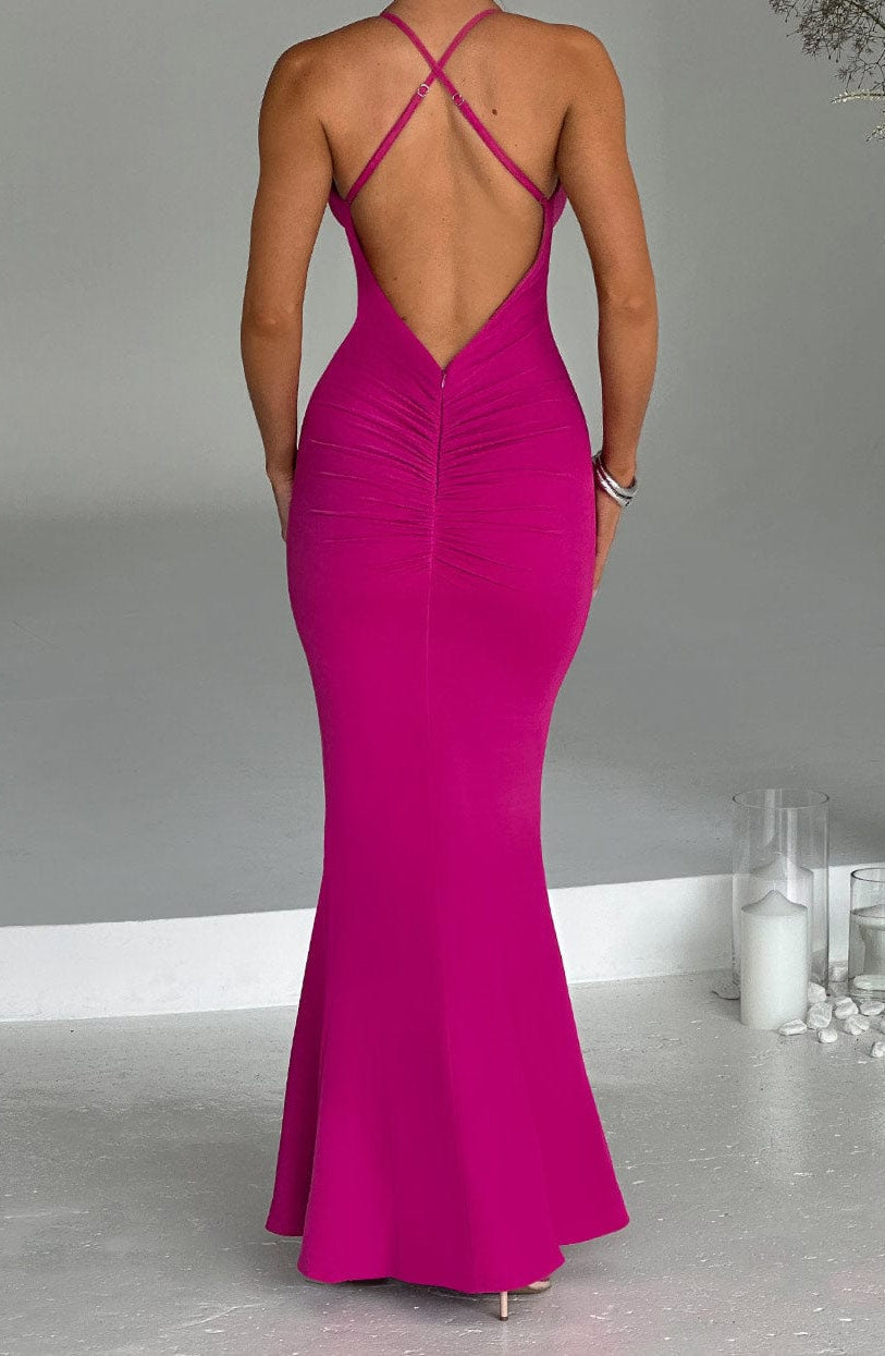Terina maxikleid - knallrosa