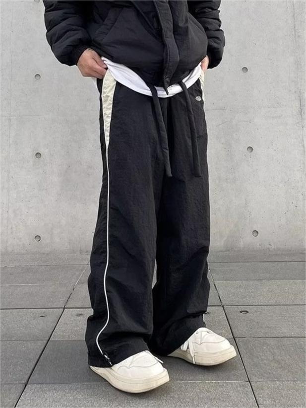 Herren Kontrastfarben Hip Hop Kordelzug Baggy Sweatpants