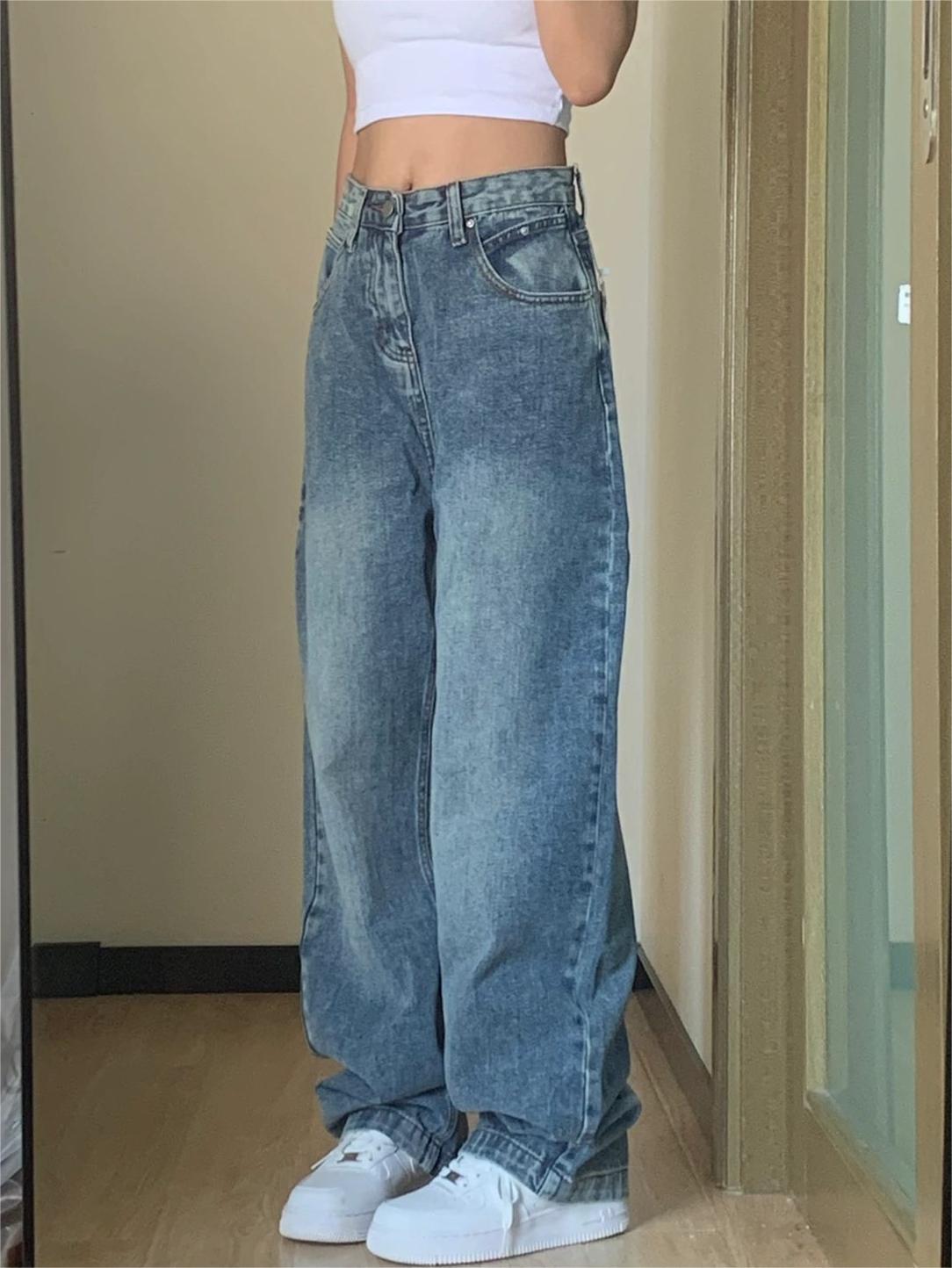 Blaue Basic Boyfriend Jeans mit Verwaschenem Look