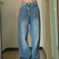 Blaue Basic Boyfriend Jeans mit Verwaschenem Look