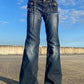Verblasste Vintage Cargo Jeans Schlaghose mit Taschen