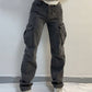 Verwaschene Graue Cargo Jeans mit mittlerer Taille
