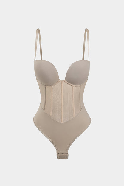 Solid Color Y2k Mesh Patchwork Corset Bustier Slip Body 