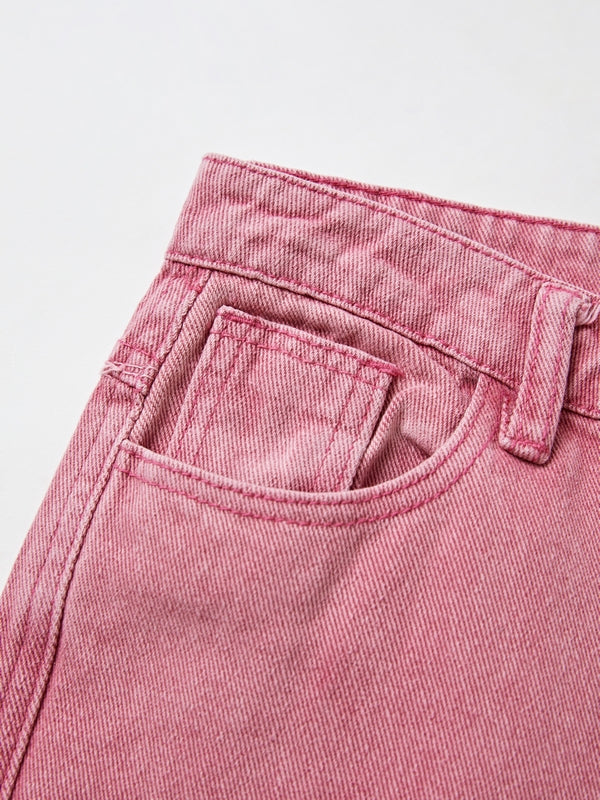 Rosa Y2K Multi Taschen Ripped Cargo Jeans mit Verblasstem Effekt