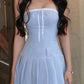 Blue Y2K sleeveless dress with lace and bow