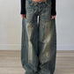 2000s Zerrissene Asymmetrischer Teilungsnaht Baggy Jeans