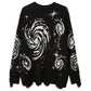 Vintage Multi Farben Wirbel Print Ripped Design Pullover